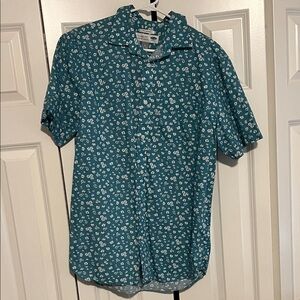 Old Navy Teal and White Floral Men's Shirt